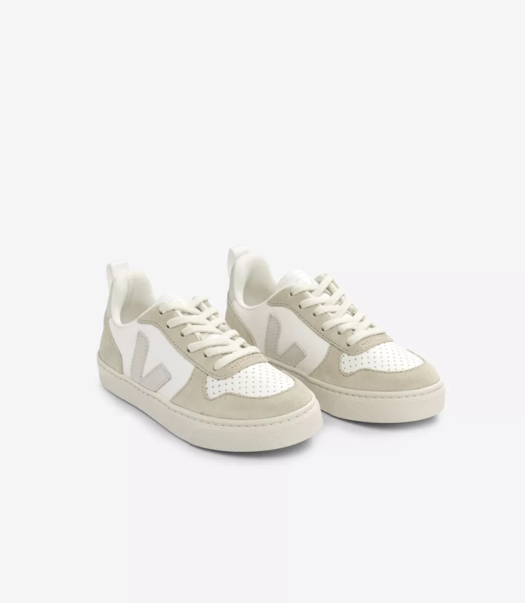 VEJA V-10 LACES LEATHER WHITE NATURAL ALMOND< V-10