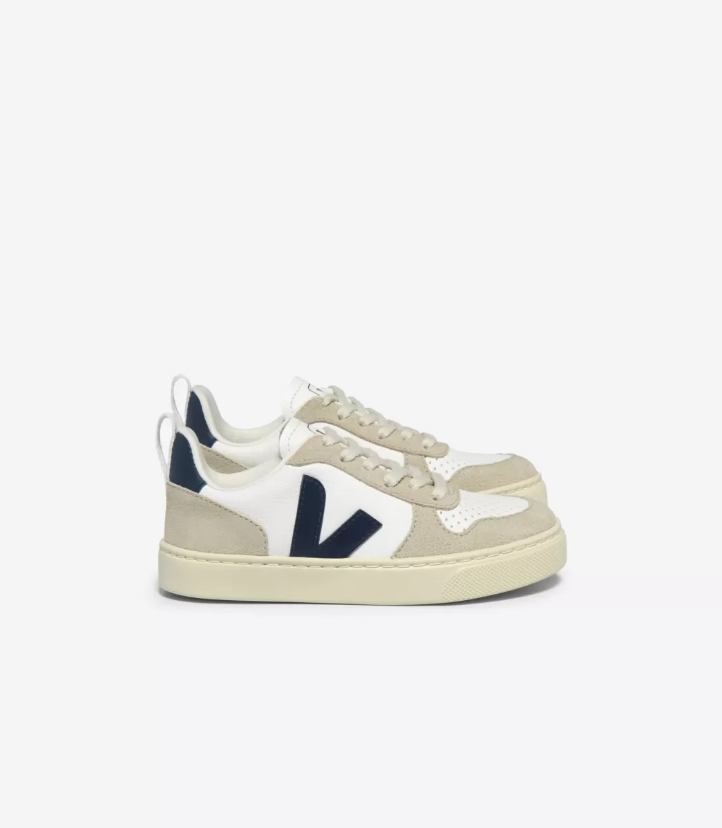 VEJA V-10 LACES LEATHER WHITE NAUTICO ALMOND< V-10