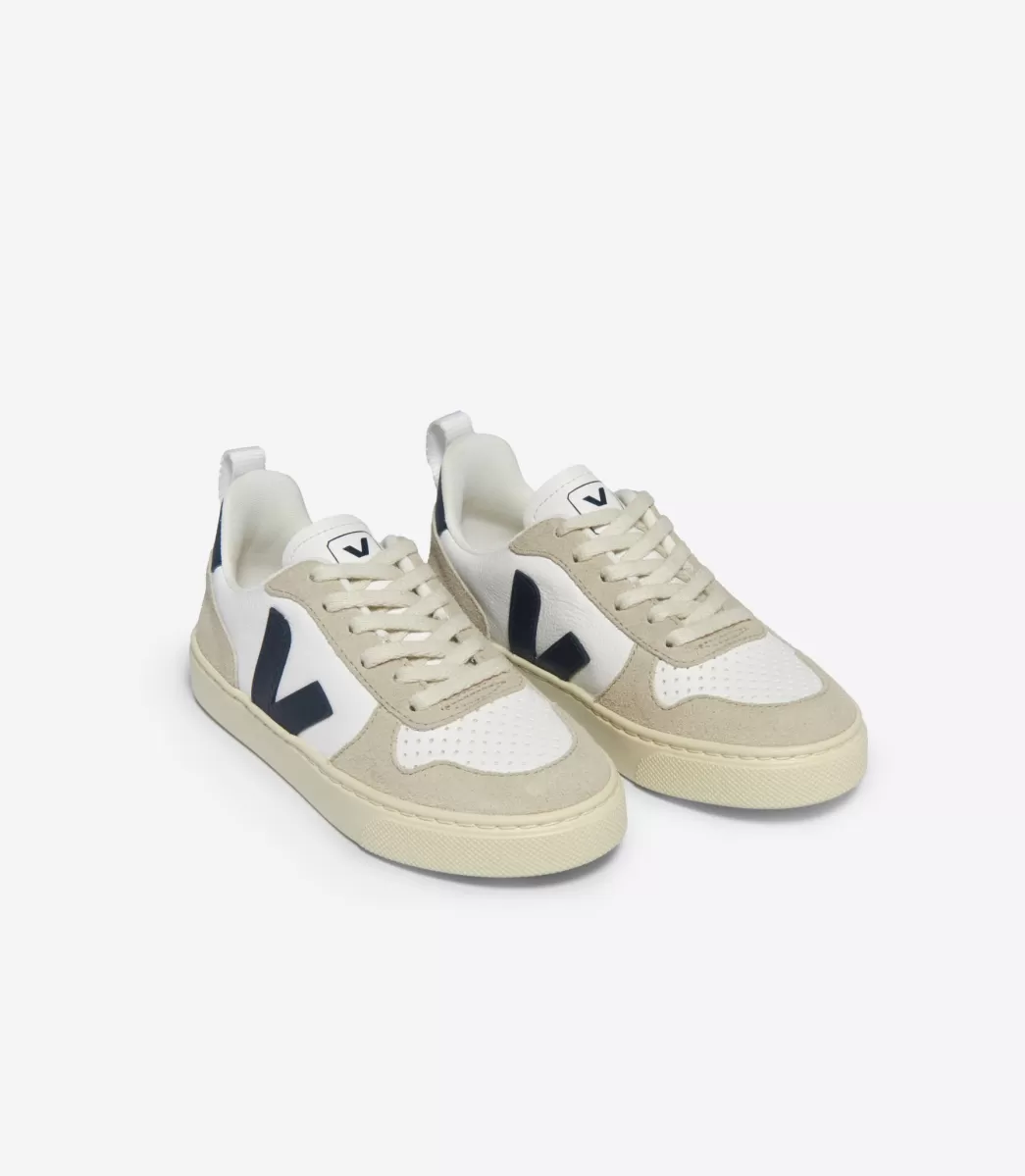 VEJA V-10 LACES LEATHER WHITE NAUTICO ALMOND< V-10