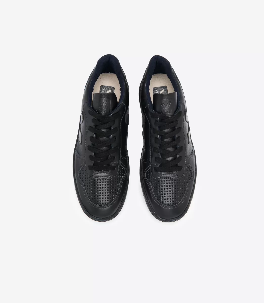 VEJA V-10 LEATHER BLACK BLACK< Adulto