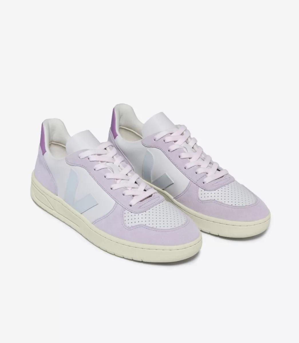 VEJA V-10 LEATHER GRAVEL MENTHOL PARME<MULHER V-10