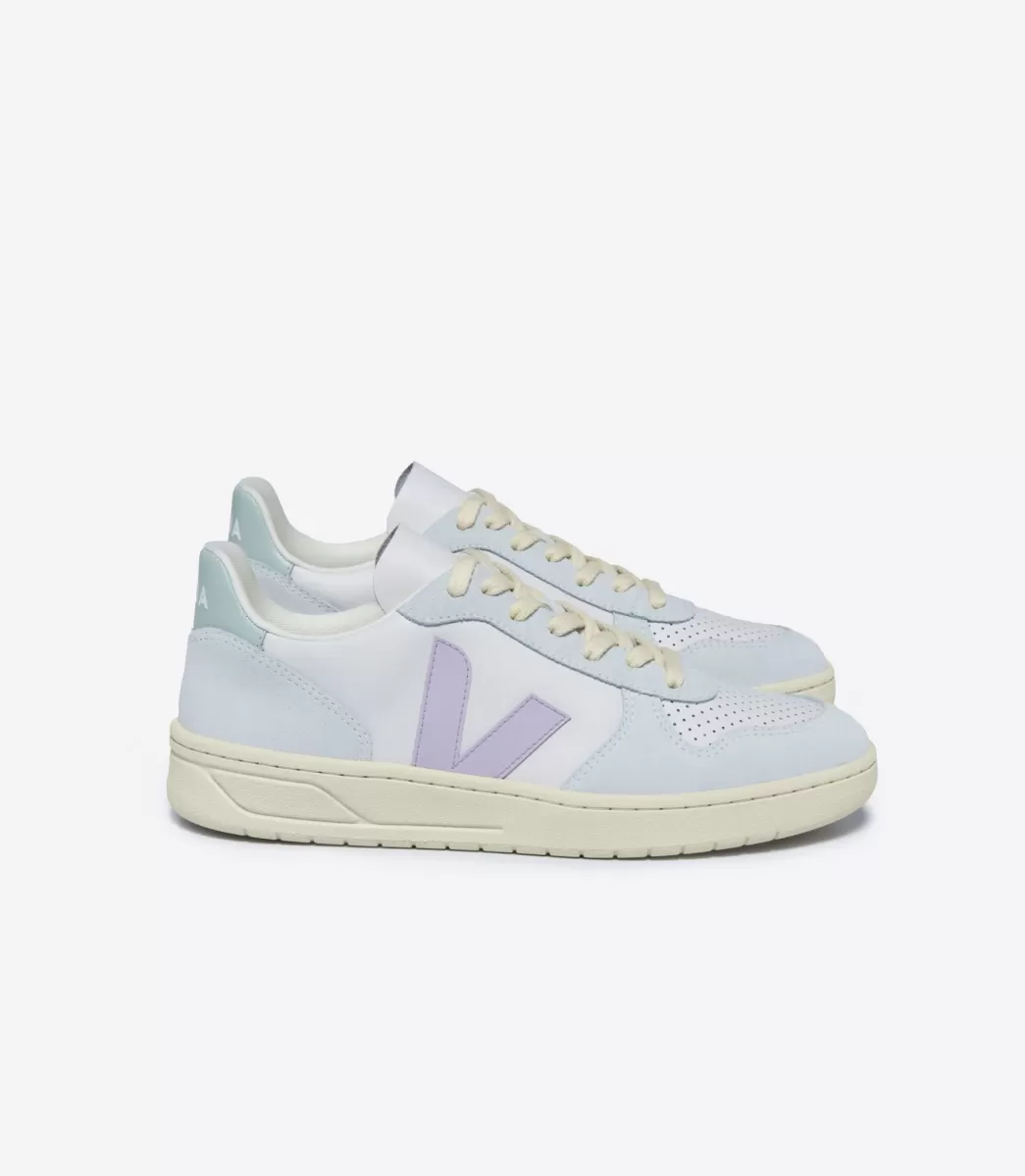 VEJA V-10 LEATHER GRAVEL PARME MENTHOL<MULHER V-10 | V-10