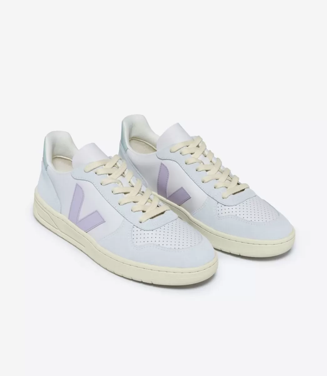 VEJA V-10 LEATHER GRAVEL PARME MENTHOL<MULHER V-10 | V-10