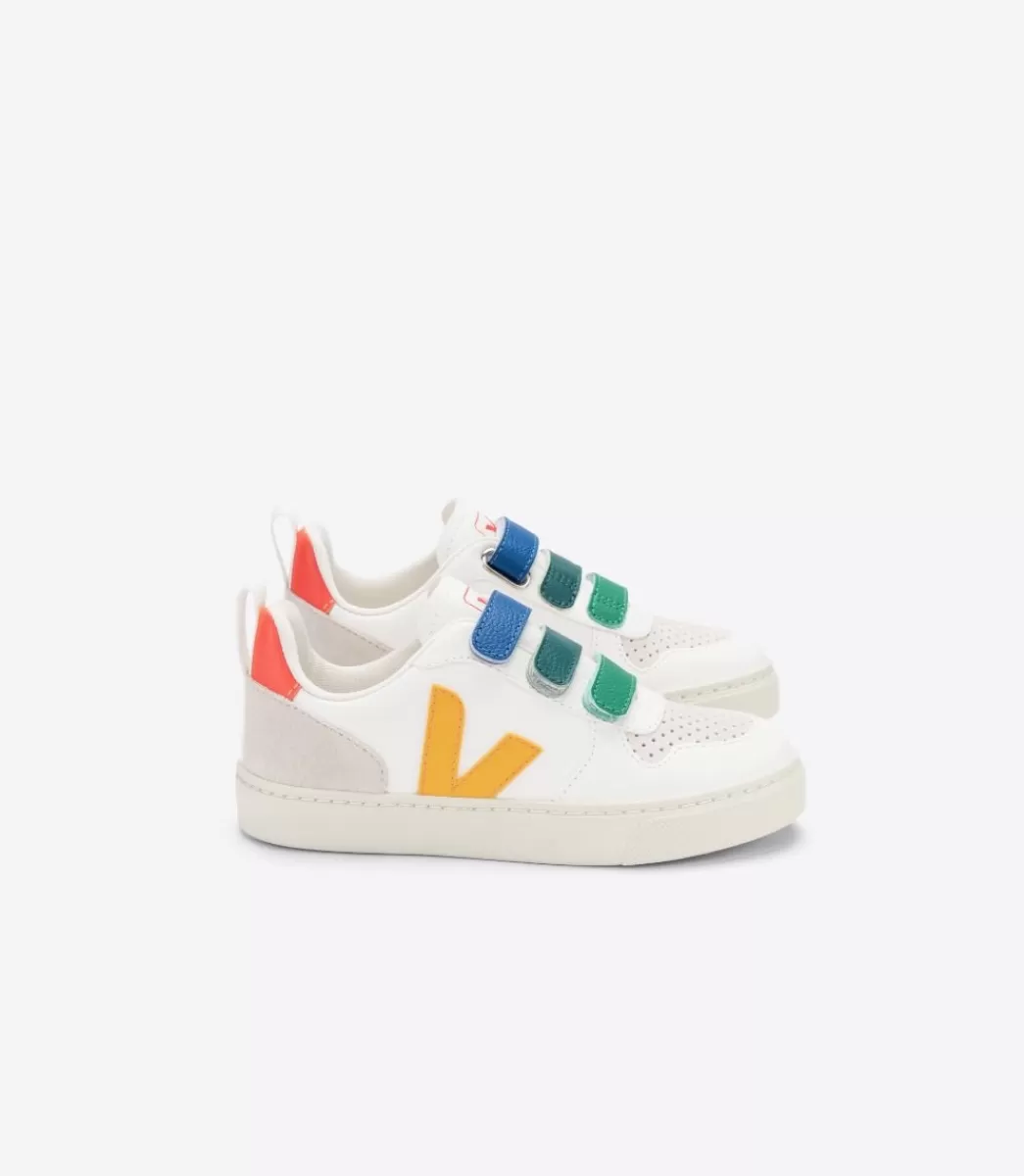 VEJA V-10 LEATHER MULTICO WHITE OURO< V-10