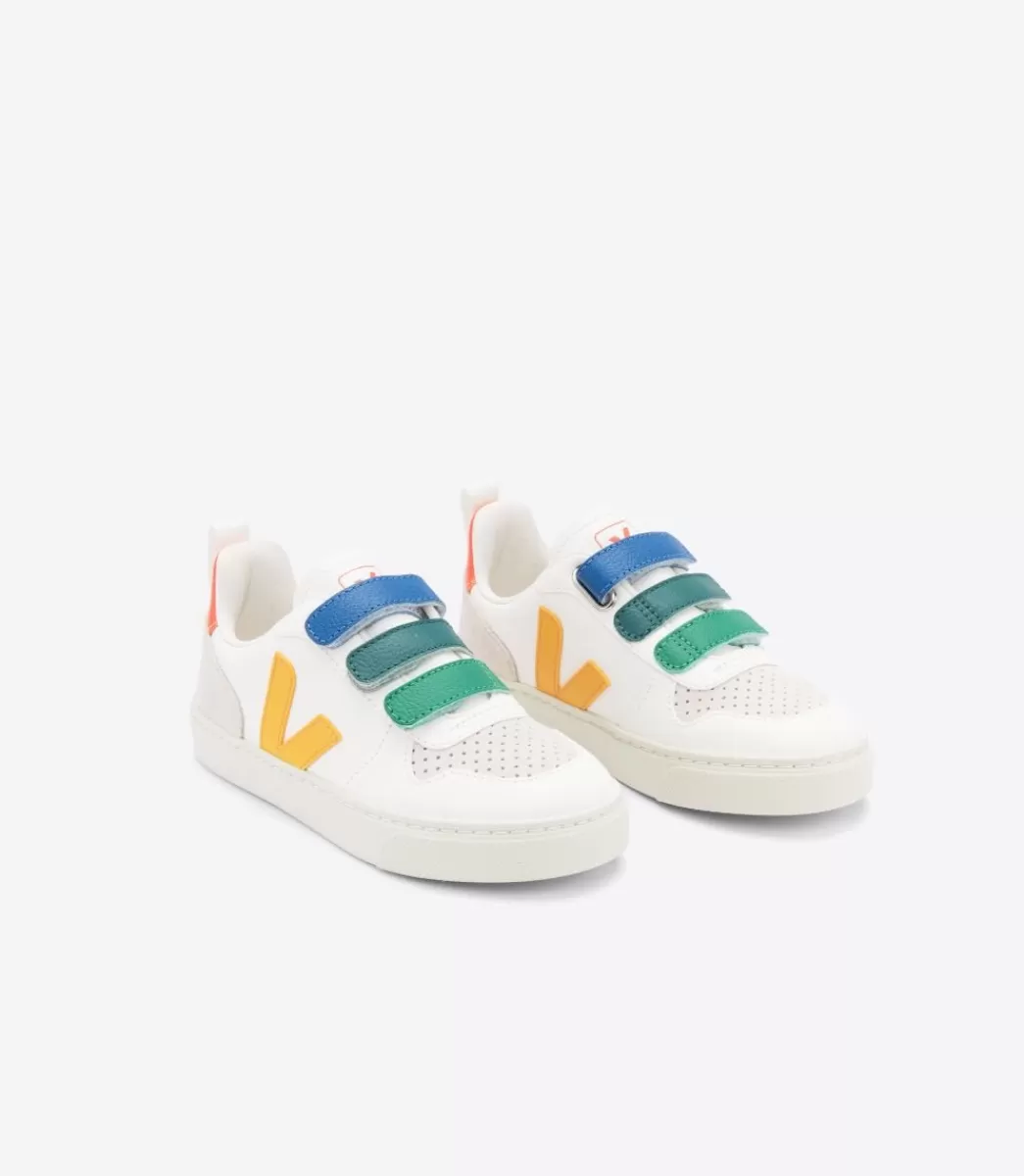 VEJA V-10 LEATHER MULTICO WHITE OURO< V-10