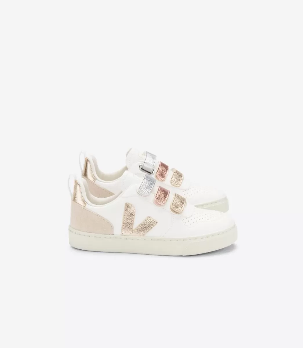 VEJA V-10 LEATHER MULTICO WHITE SHINY< V-10