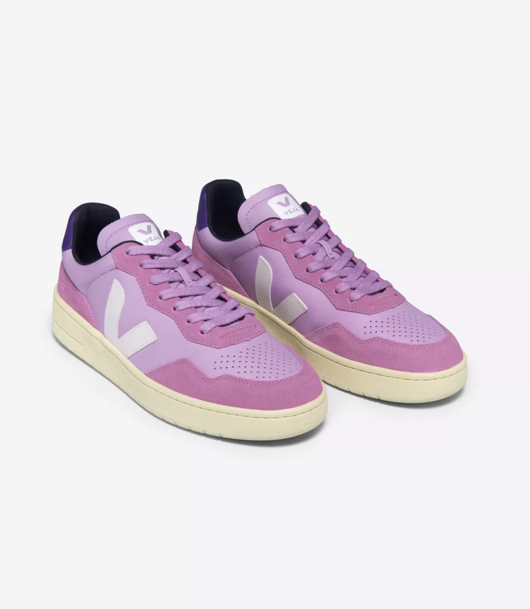 VEJA V-90 LEATHER ORCHID WHITE<MULHER V-90