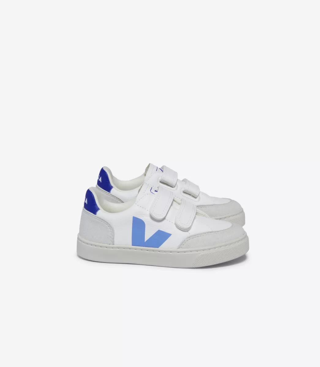 VEJA V-12 LEATHER WHITE AQUA PAROS< V-12