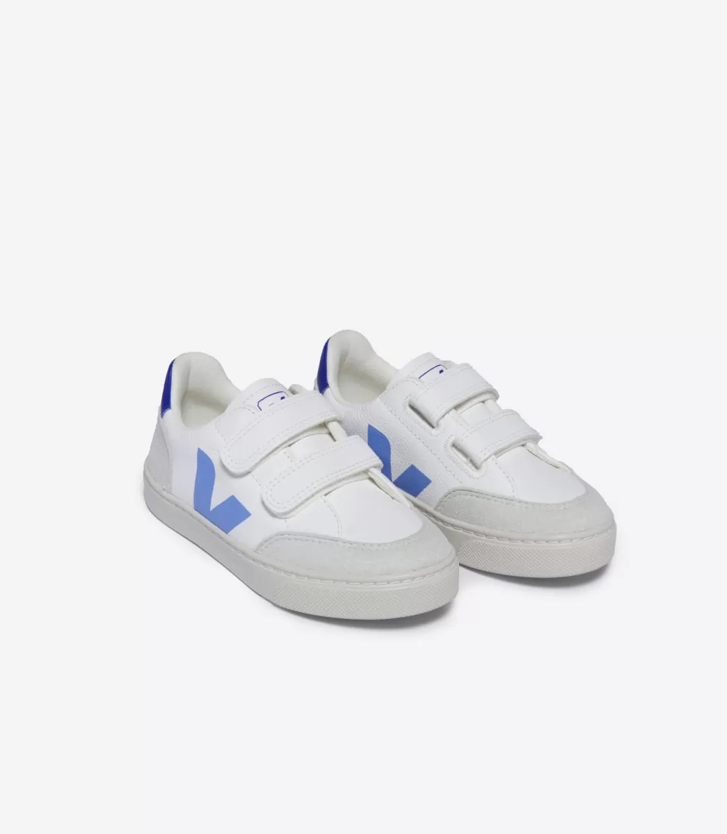 VEJA V-12 LEATHER WHITE AQUA PAROS< V-12