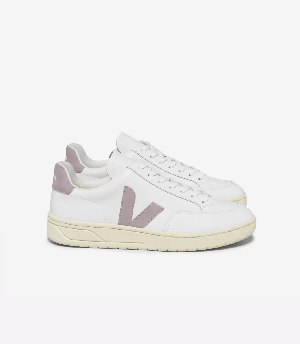 VEJA V-12 LEATHER WHITE BABE<MULHER V-12