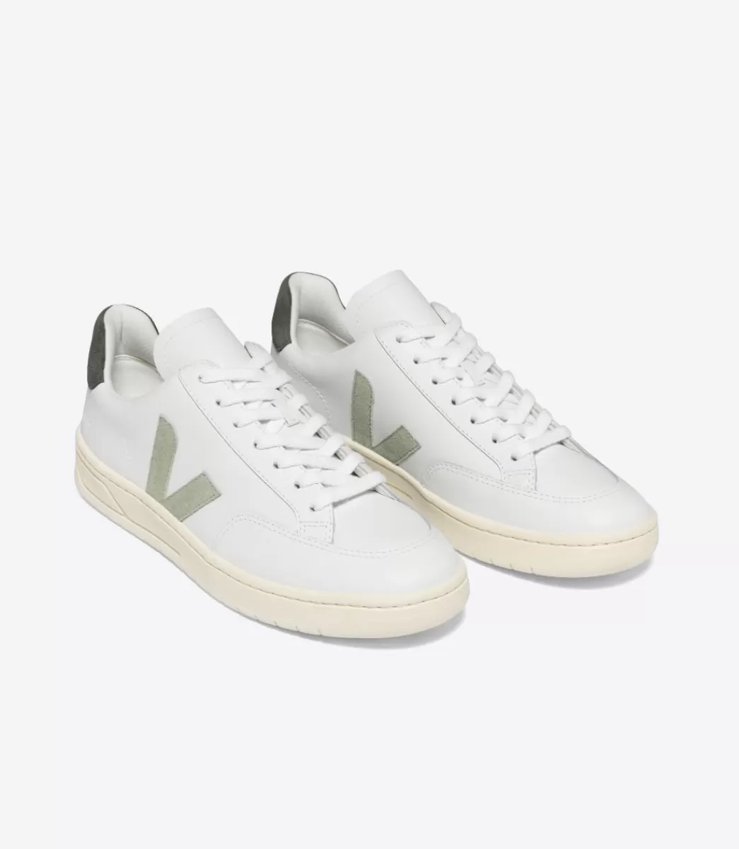 VEJA V-12 LEATHER WHITE CLAY MUD<MULHER V-12 | V-12