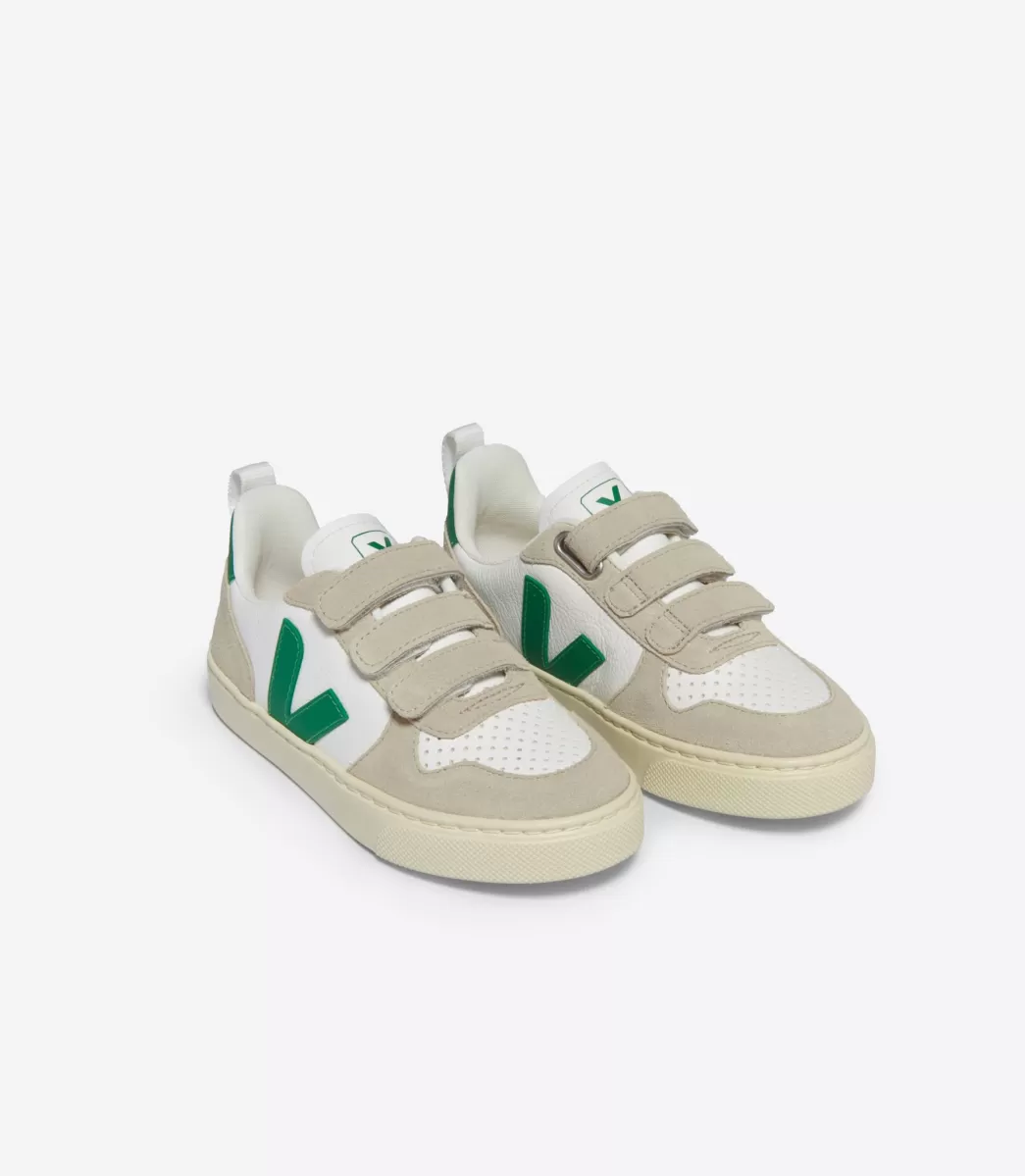 VEJA V-10 LEATHER WHITE EMERAUDE< V-10