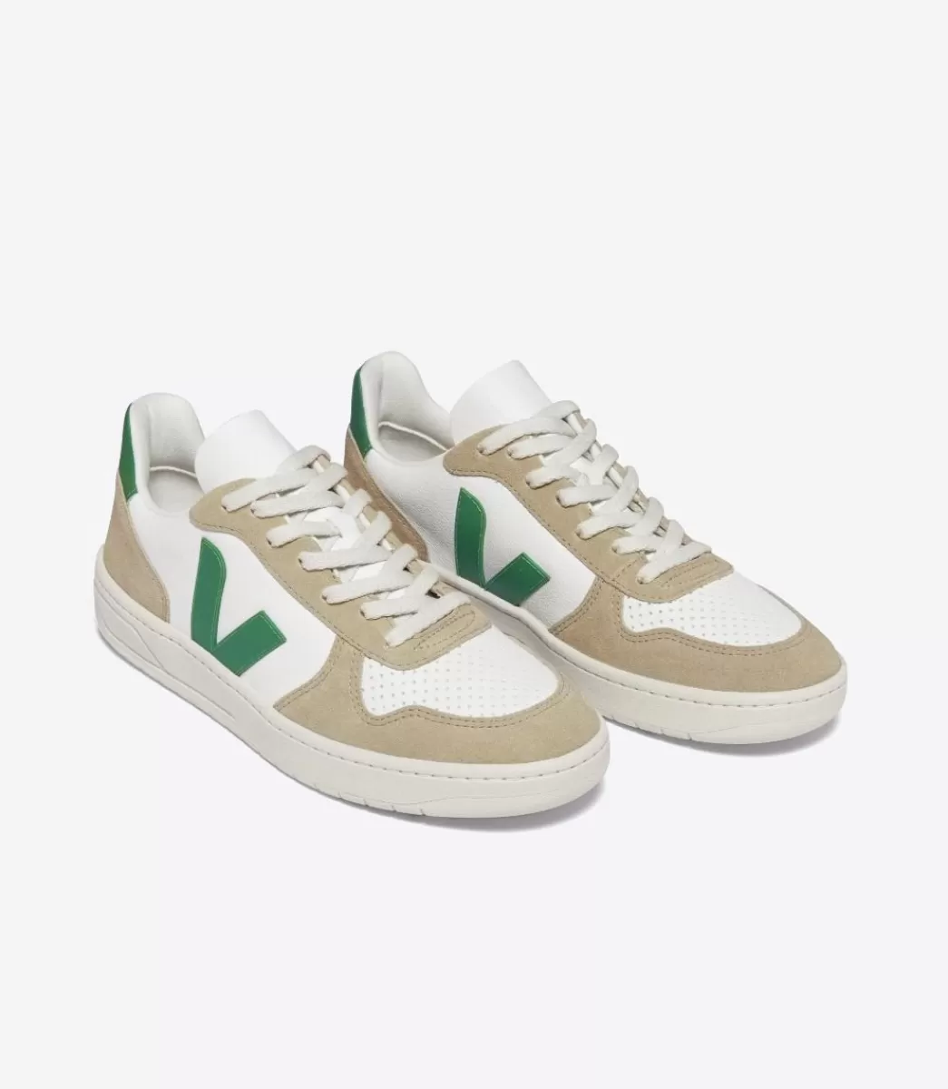 VEJA V-10 LEATHER WHITE EMERAUDE SAHARA<MULHER V-10 | V-10