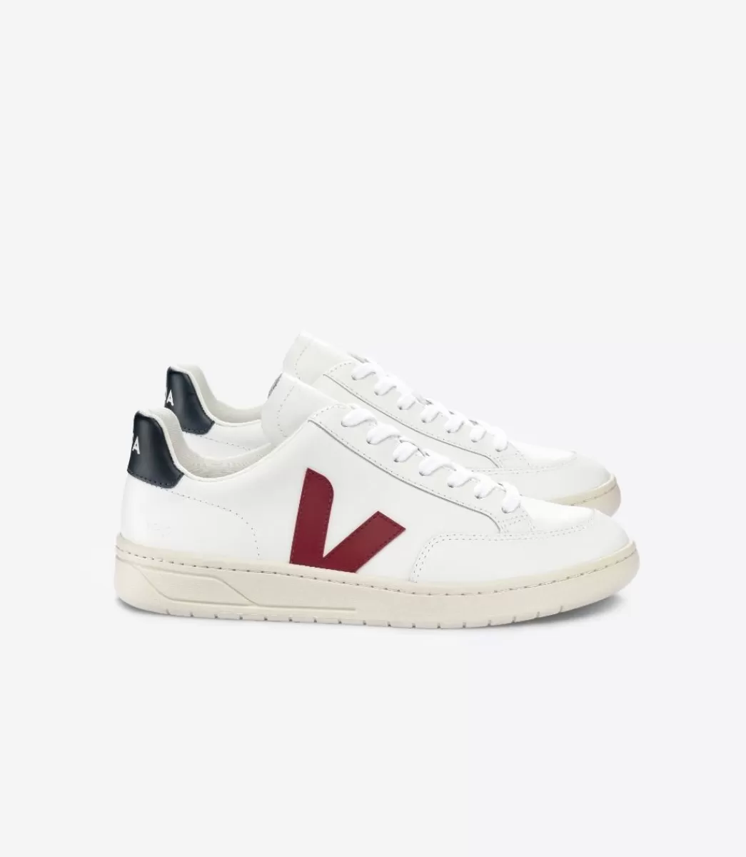 VEJA V-12 LEATHER WHITE MARSALA NAUTICO<MULHER V-12 | V-12