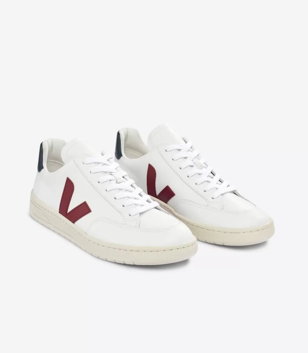 VEJA V-12 LEATHER WHITE MARSALA NAUTICO<MULHER V-12 | V-12