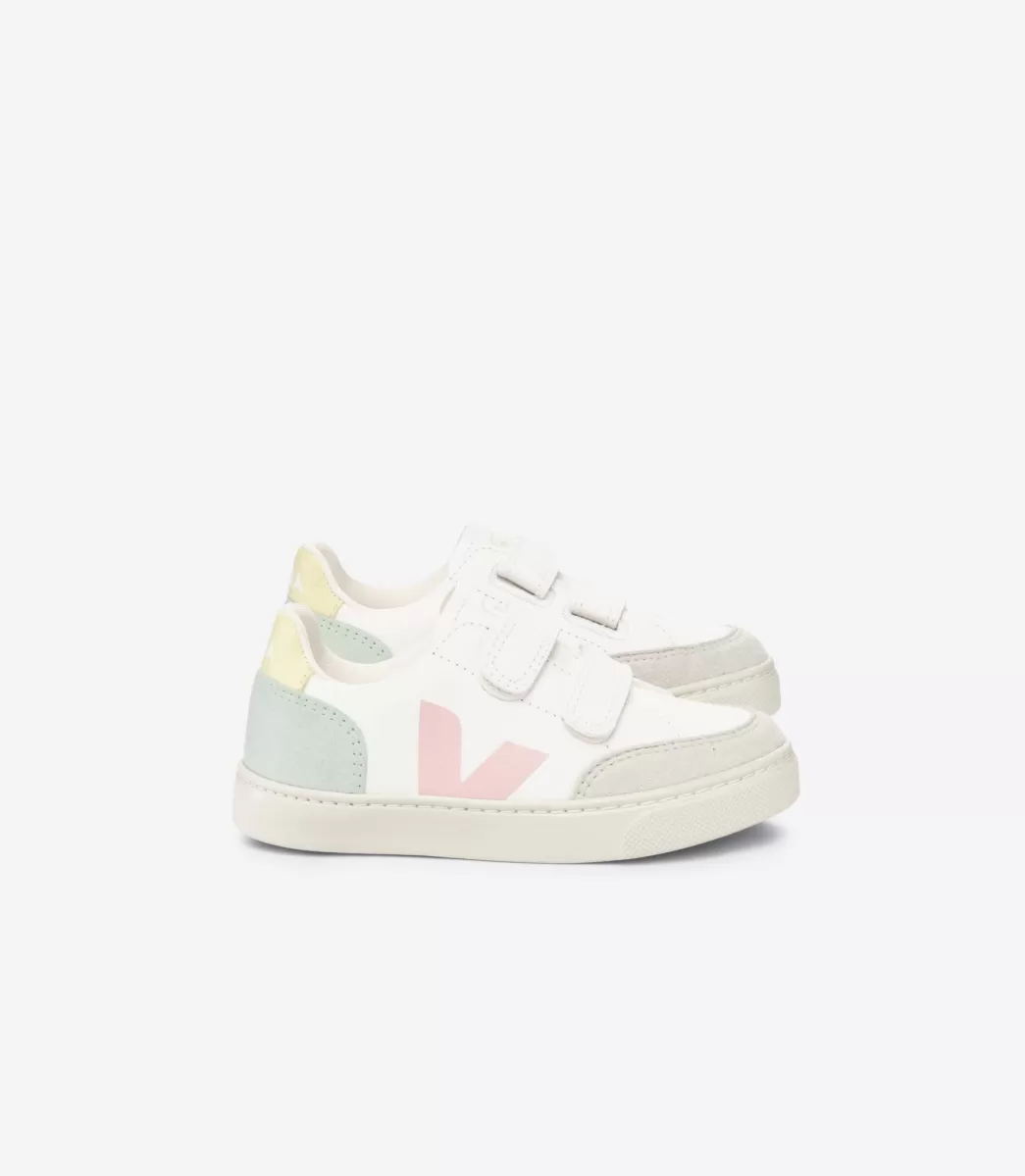 VEJA V-12 LEATHER WHITE MULTICO JADE< V-12