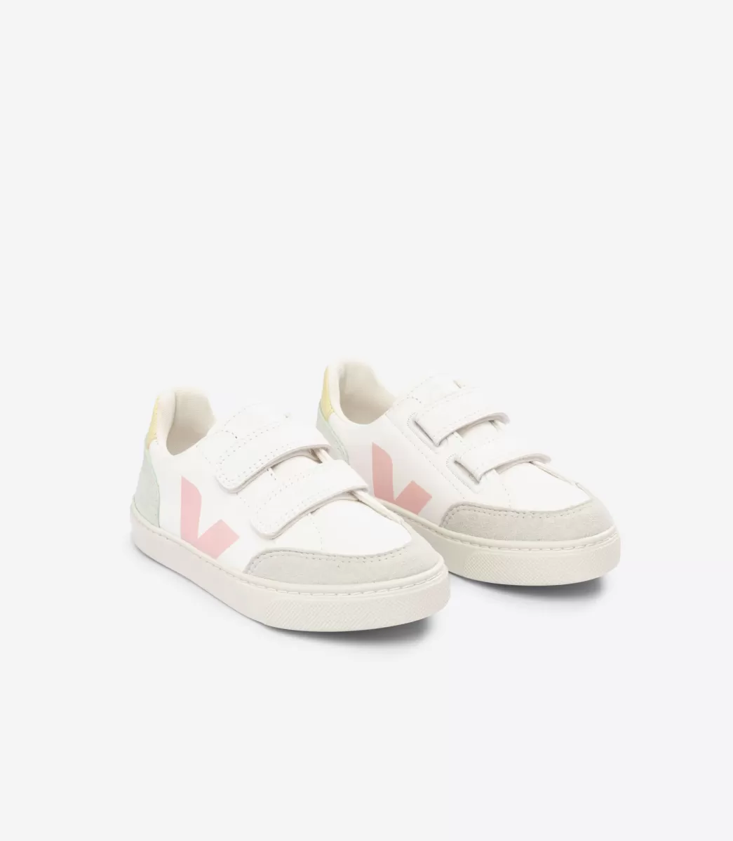 VEJA V-12 LEATHER WHITE MULTICO JADE< V-12