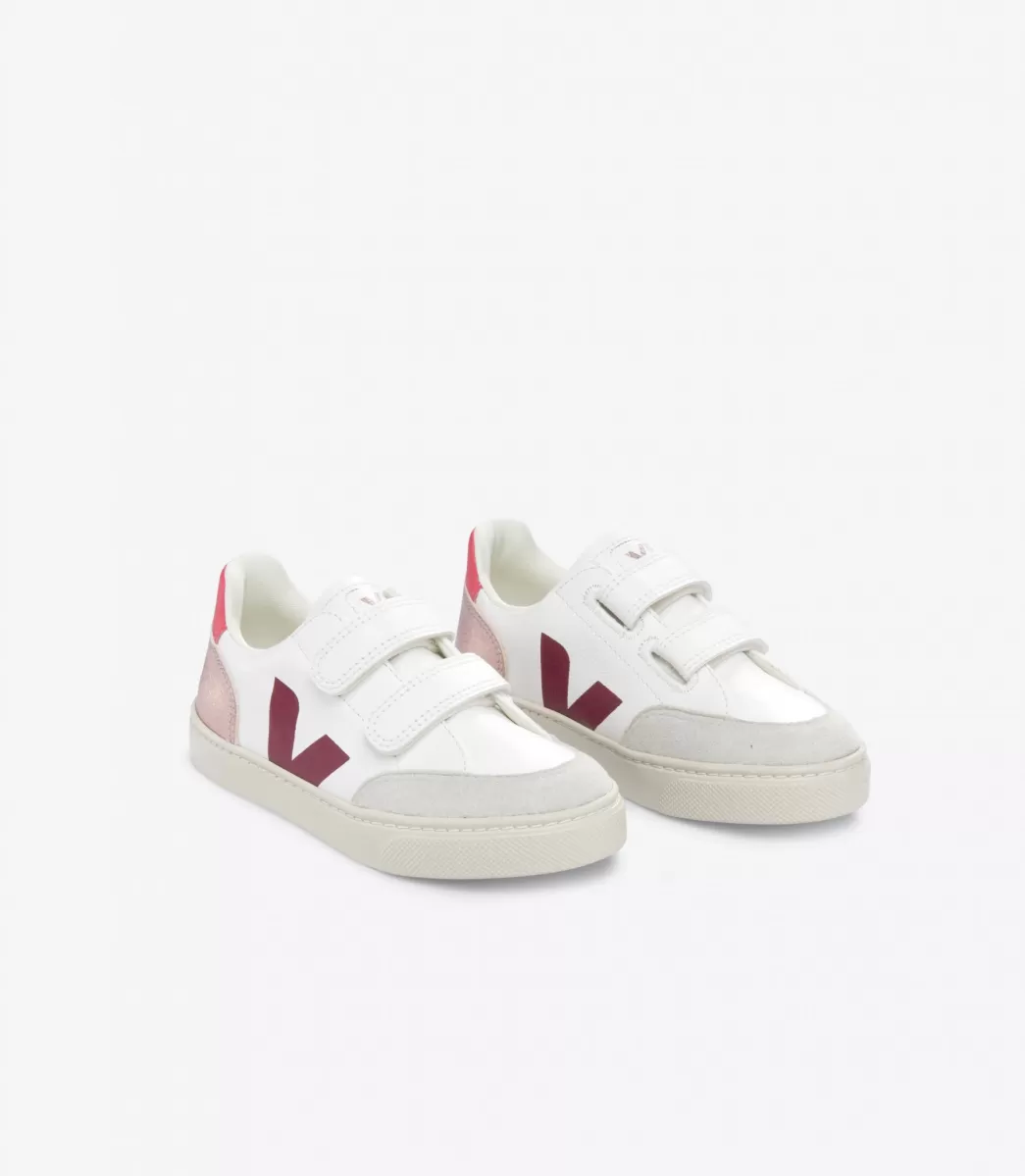 VEJA V-12 LEATHER WHITE MULTICO NACRE< V-12