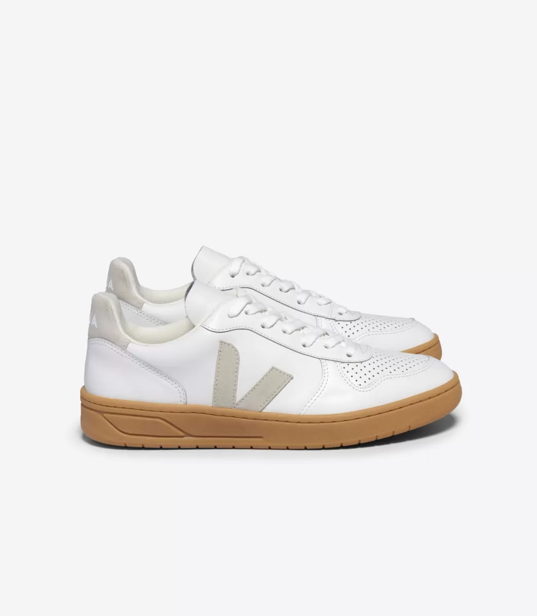 VEJA V-10 LEATHER WHITE NATURAL<MULHER V-10 | V-10