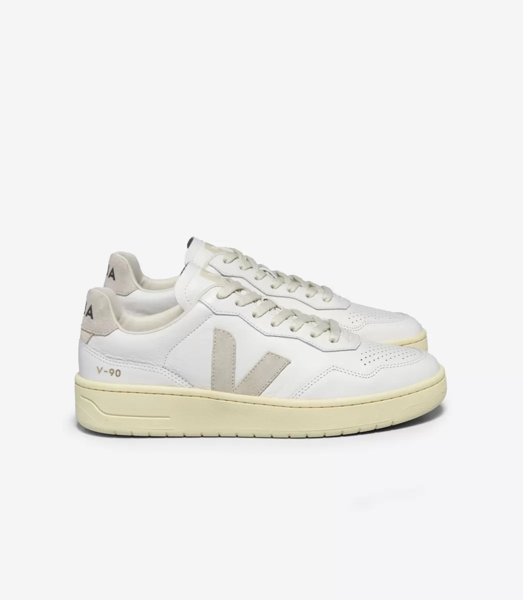 VEJA V-90 LEATHER WHITE NATURAL<MULHER V-90 | V-90