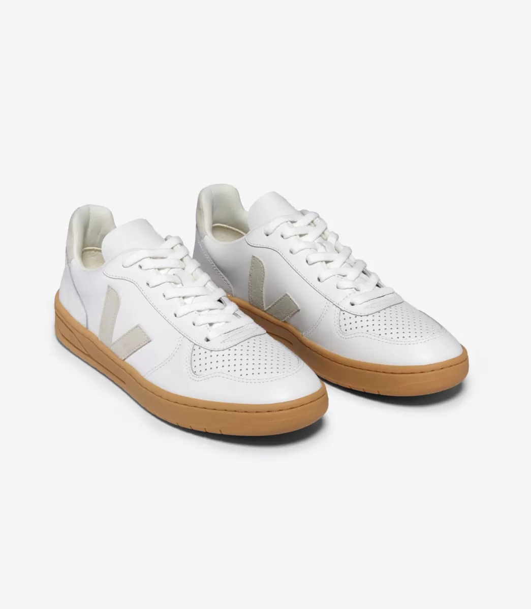 VEJA V-10 LEATHER WHITE NATURAL<MULHER V-10 | V-10