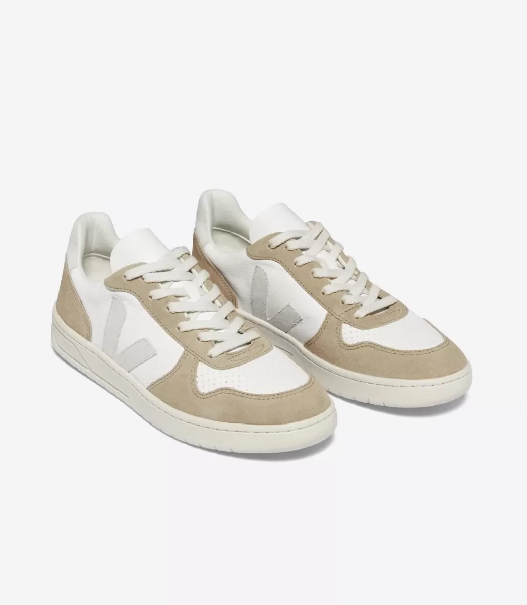 VEJA V-10 LEATHER WHITE NATURAL SAHARA<MULHER V-10 | V-10