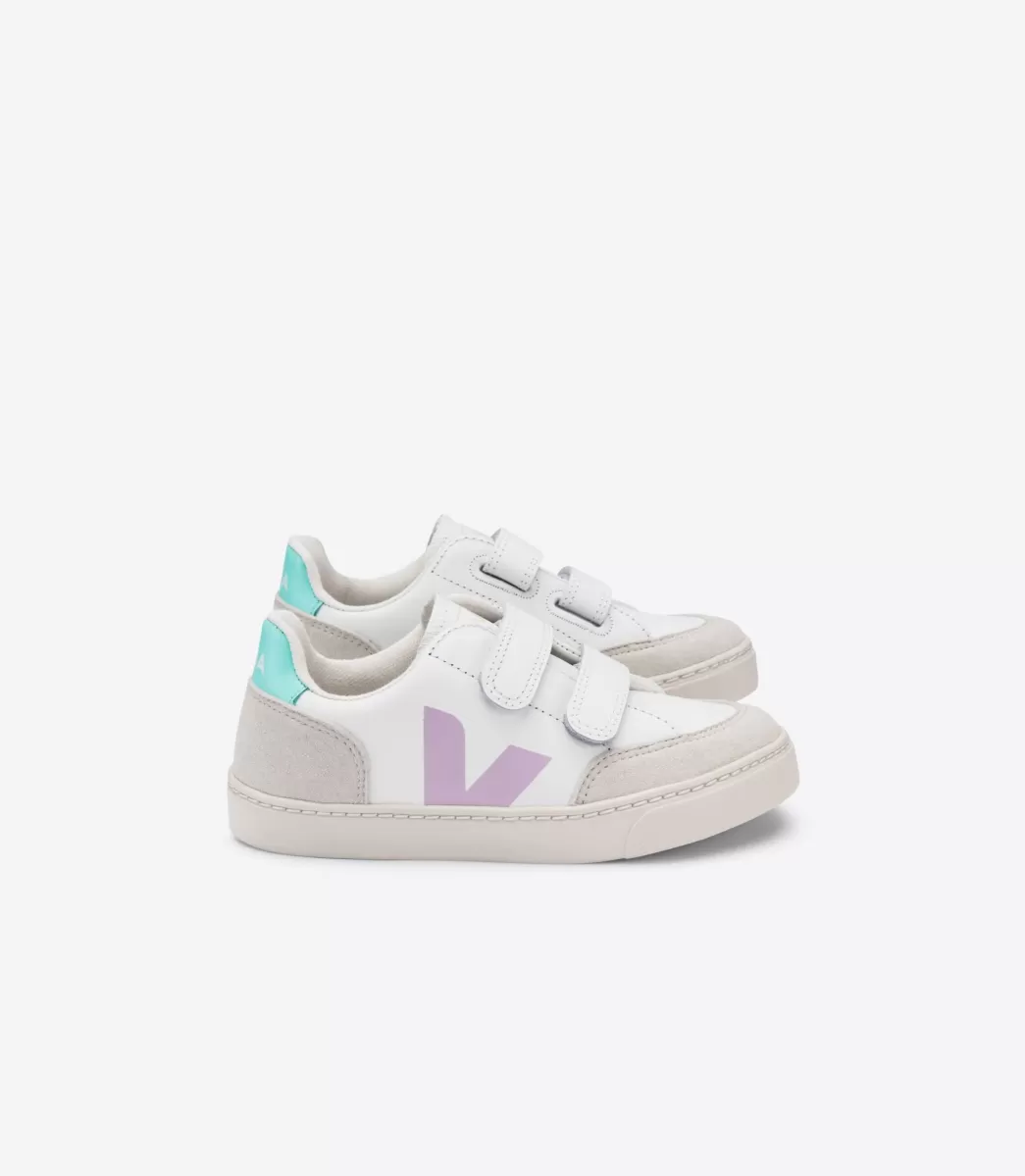 VEJA V-12 LEATHER WHITE PARME TURQUOISE<Crianças Crianças