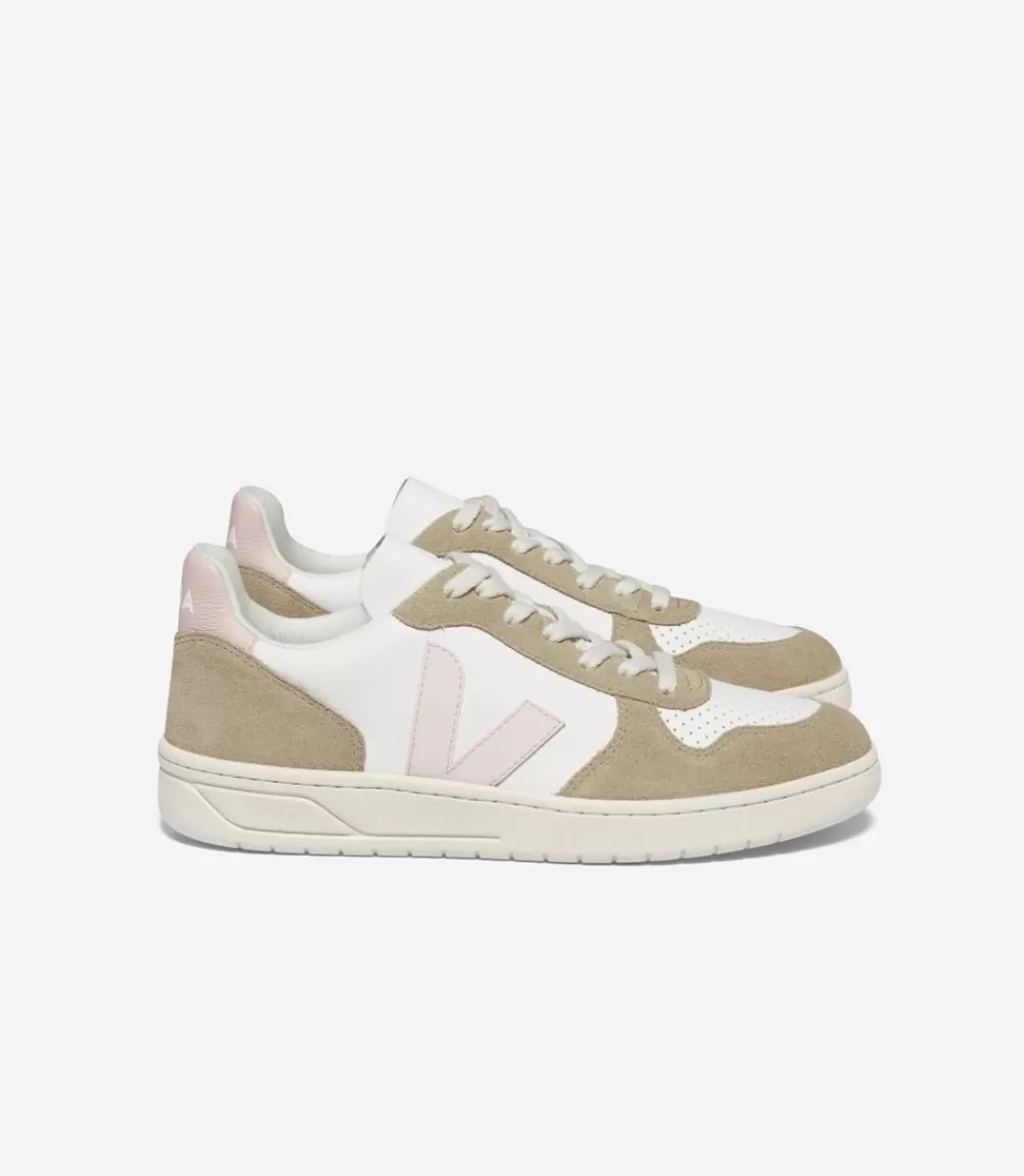 VEJA V-10 LEATHER WHITE PETALE SAHARA< Adulto