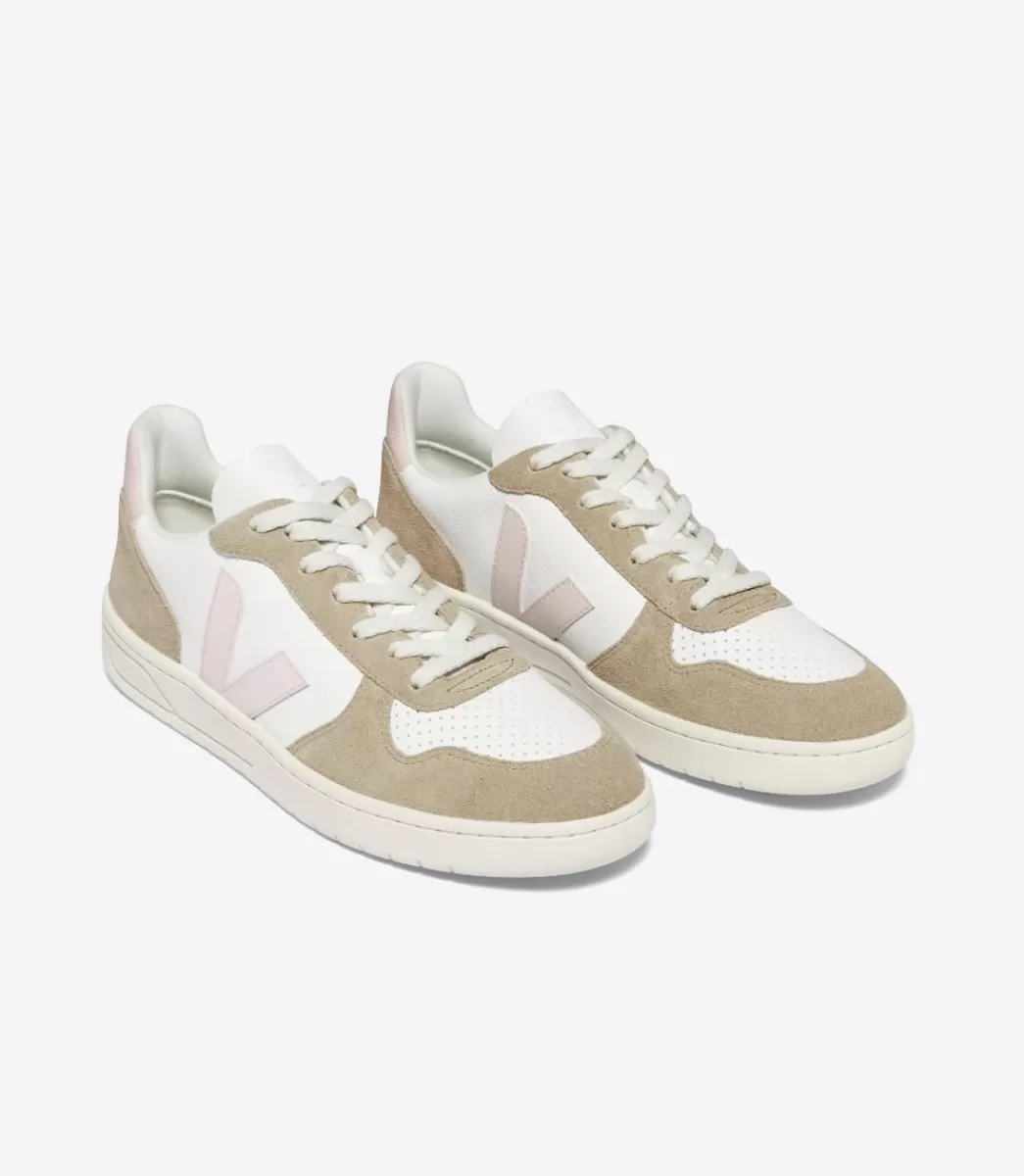 VEJA V-10 LEATHER WHITE PETALE SAHARA< Adulto