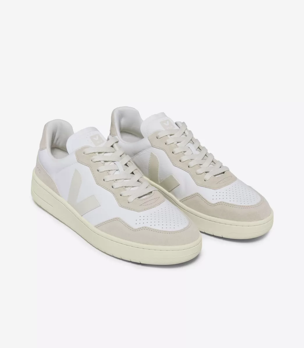 VEJA V-90 LEATHER WHITE PIERRE ALMOND<MULHER V-90 | Made In Europe