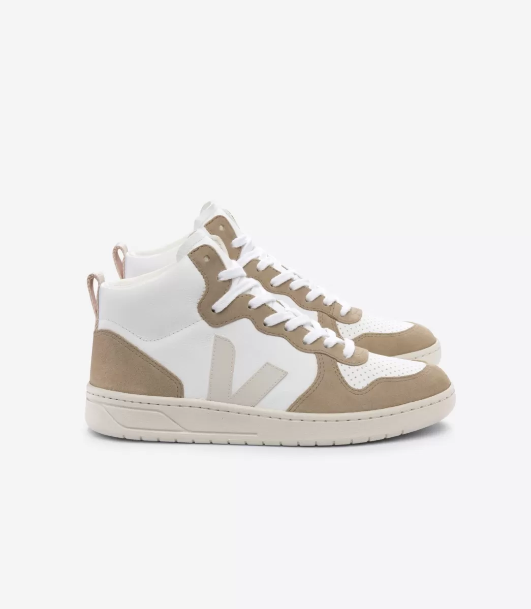 VEJA V-15 LEATHER WHITE PIERRE SAHARA<MULHER V-15 | V-15