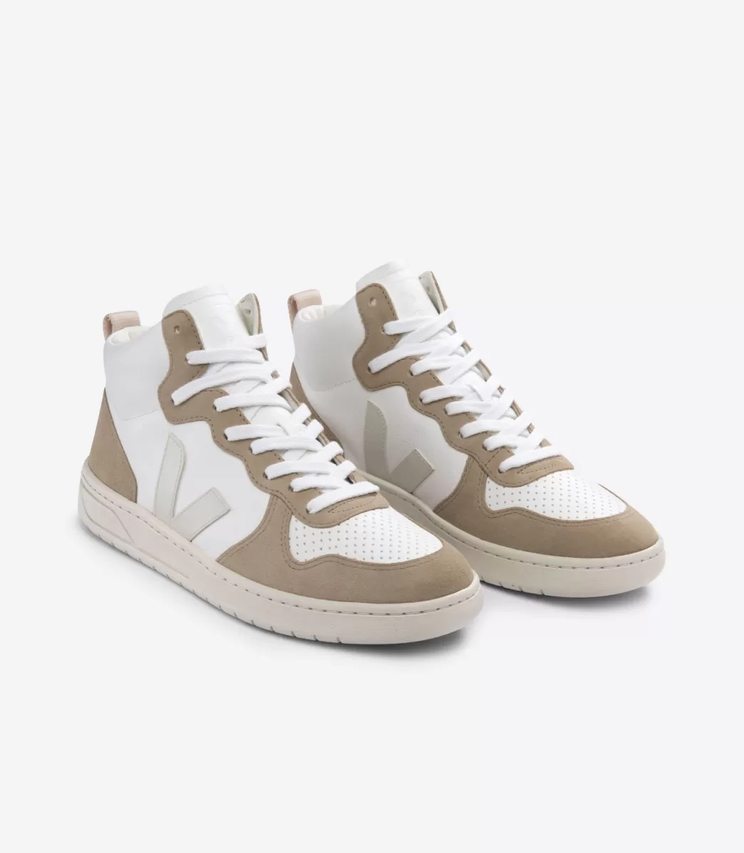 VEJA V-15 LEATHER WHITE PIERRE SAHARA<MULHER V-15 | V-15