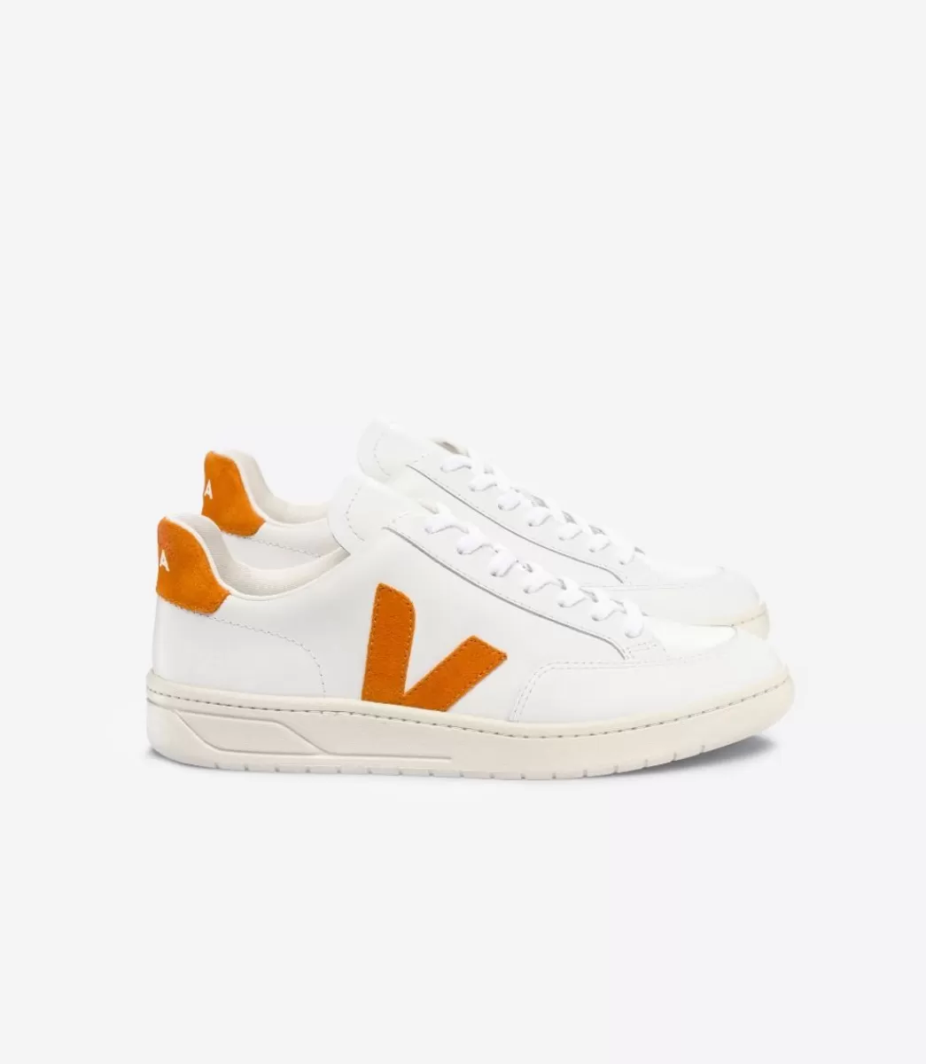 VEJA V-12 LEATHER WHITE PUMPKIN<MULHER V-12 | V-12