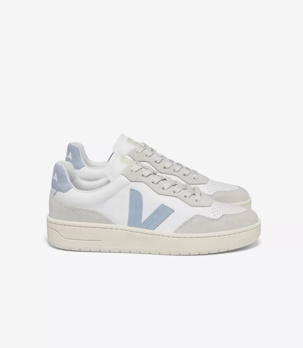 VEJA V-90 LEATHER WHITE STEEL<MULHER V-90 | V-90