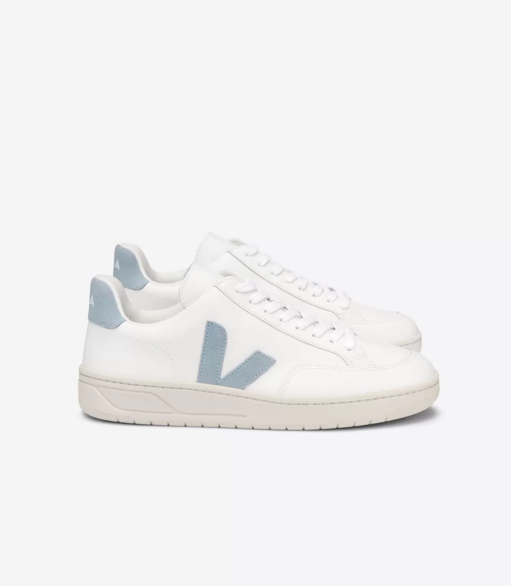 VEJA V-12 LEATHER WHITE STEEL<MULHER V-12 | V-12