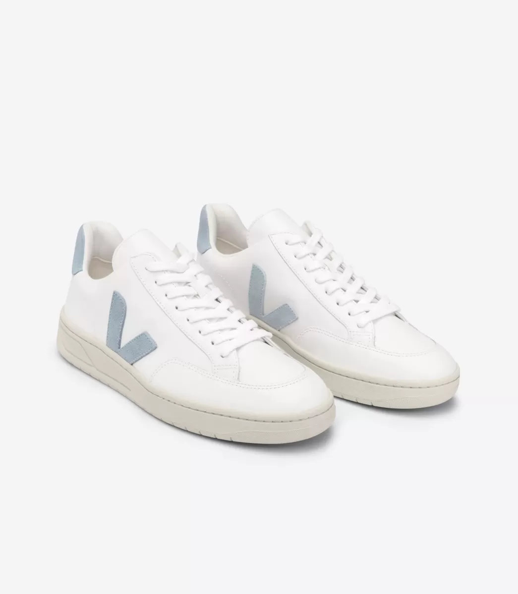 VEJA V-12 LEATHER WHITE STEEL<MULHER V-12 | V-12