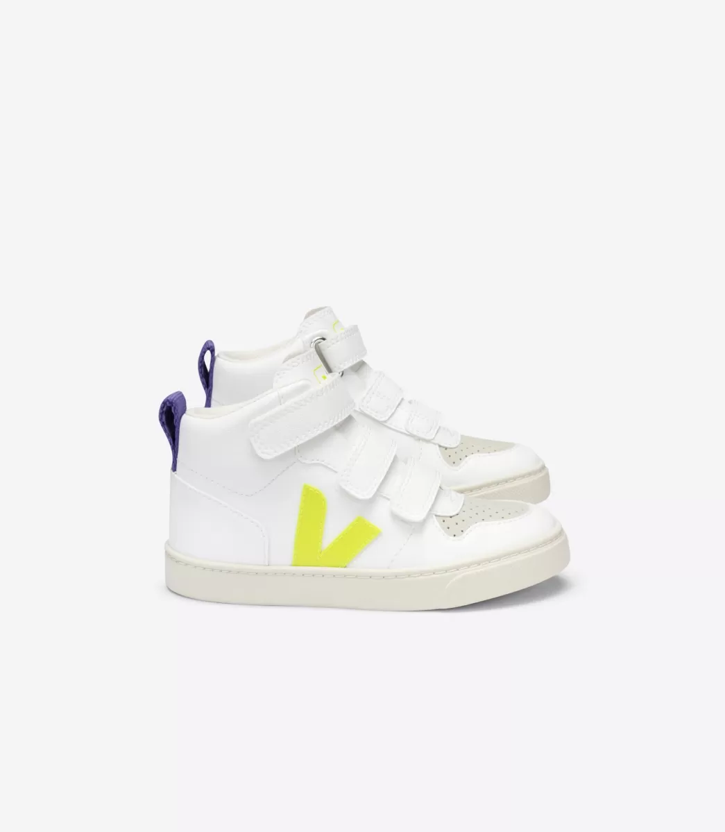 VEJA V-10 MID CWL WHITE JAUNE FLUO PURPLE<Crianças Crianças