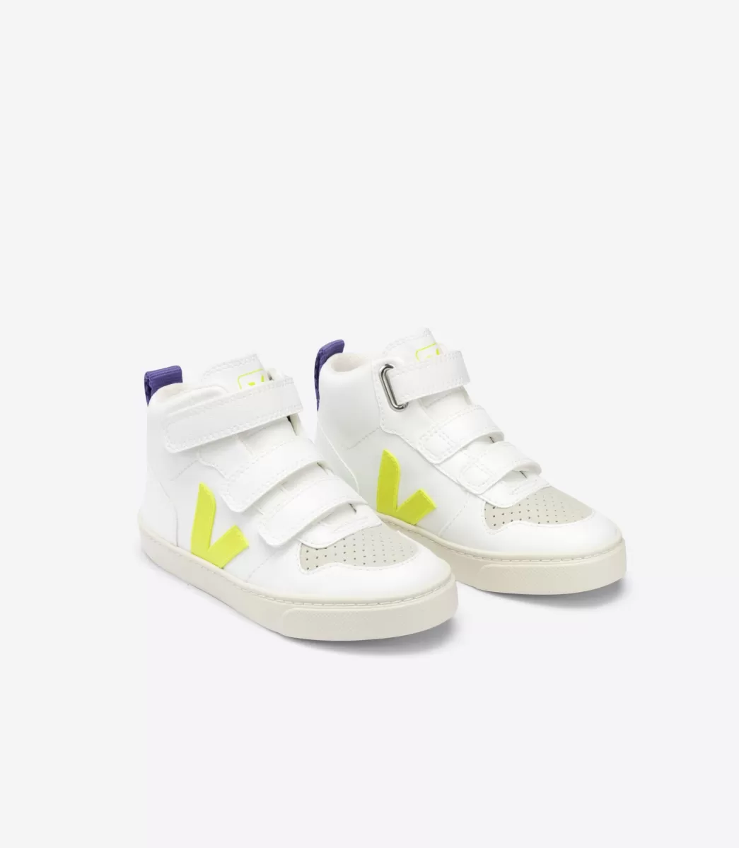 VEJA V-10 MID CWL WHITE JAUNE FLUO PURPLE<Crianças Crianças