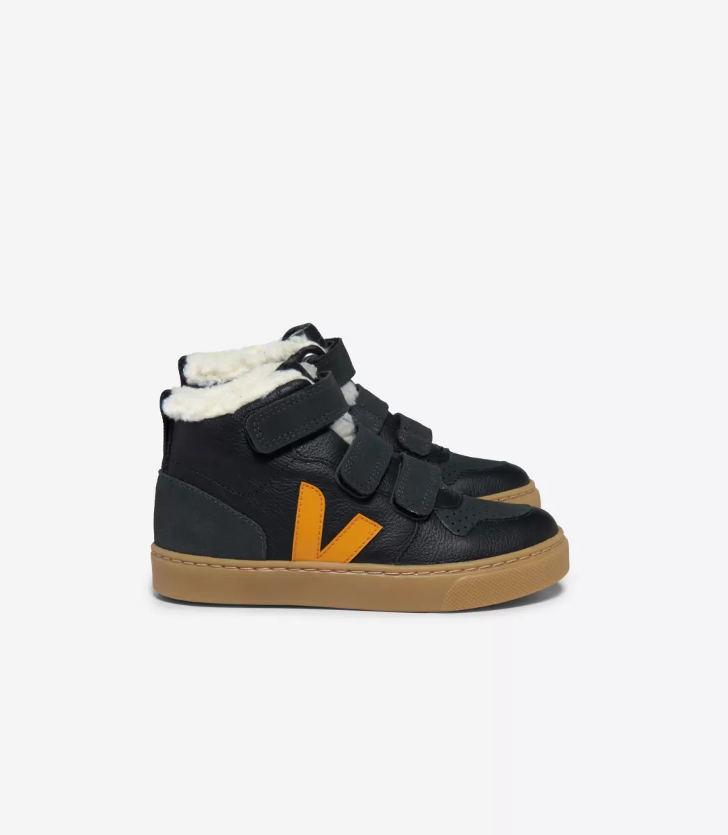 VEJA V-10 MID FURED LEATHER BLACK OURO GRAFITE< Botas Altas | V-10 Mid