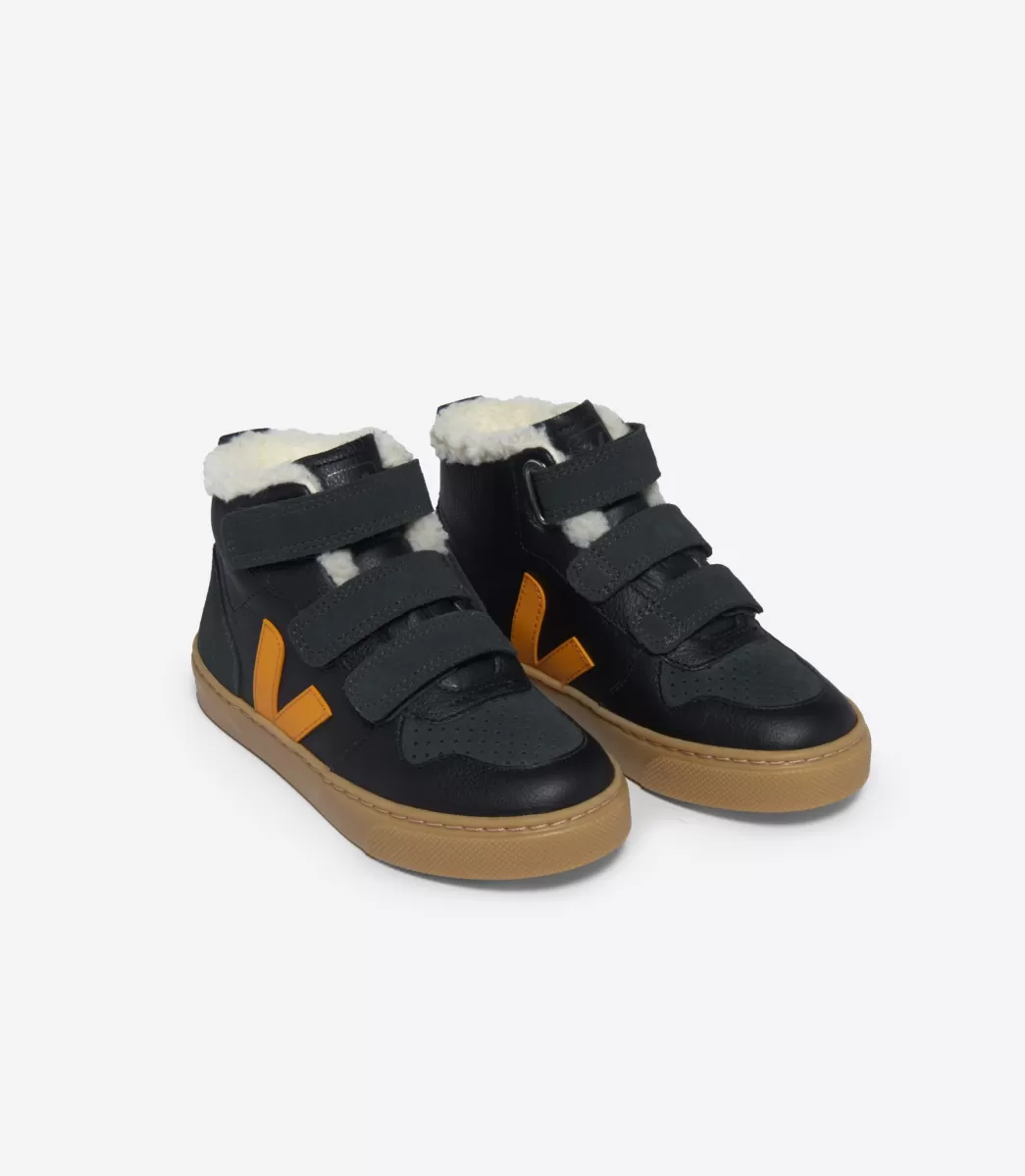 VEJA V-10 MID FURED LEATHER BLACK OURO GRAFITE< Botas Altas | V-10 Mid