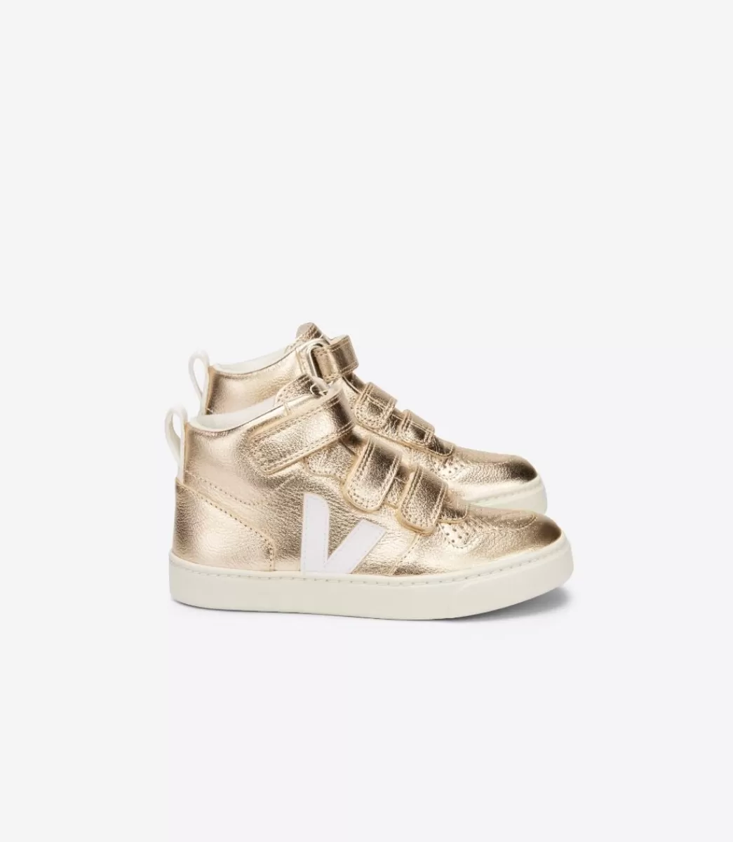 VEJA V-10 MID LEATHER GOLD WHITE<Crianças Crianças