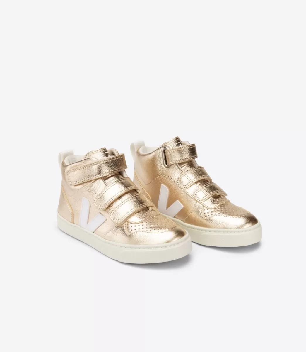 VEJA V-10 MID LEATHER GOLD WHITE<Crianças Crianças