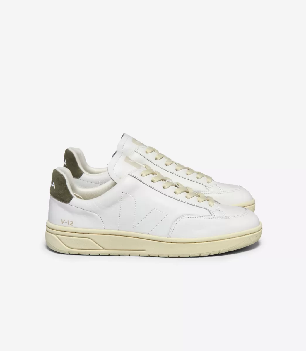 VEJA V-12 STITCH LEATHER WHITE KAKI<MULHER V-12 | V-12