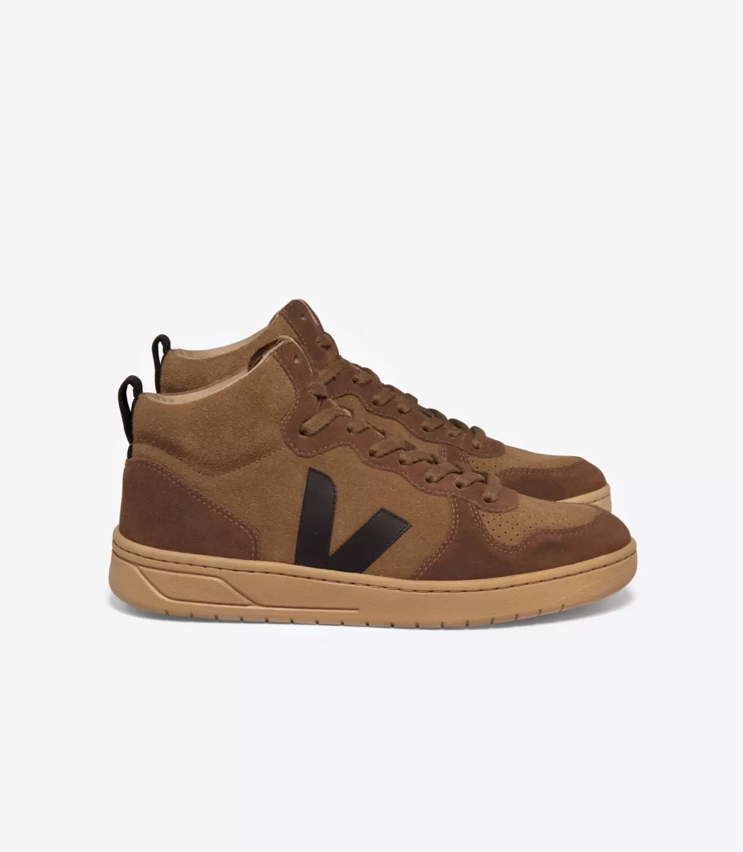 VEJA V-15 SUEDE BROWN BLACK<MULHER V-15 | V-15