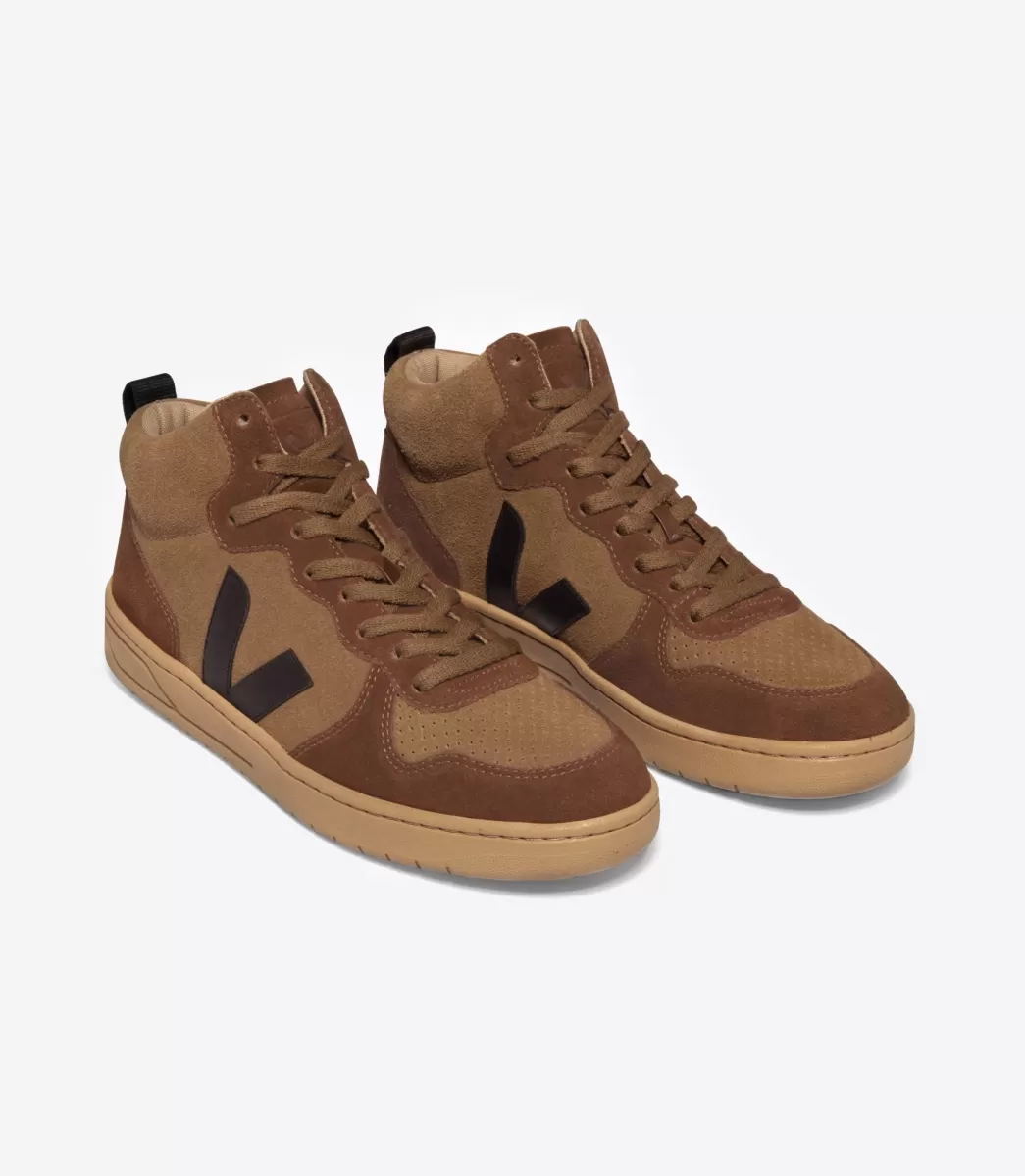 VEJA V-15 SUEDE BROWN BLACK<MULHER V-15 | V-15