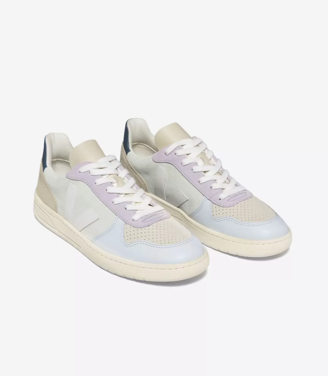 VEJA V-10 SUEDE JADE WHITE MULTICO<MULHER V-10