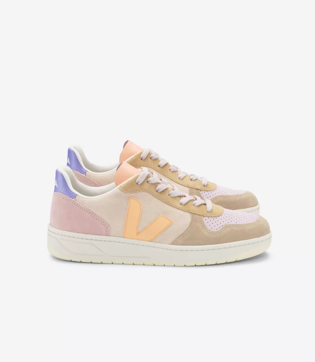 VEJA V-10 SUEDE MULTICO PEACH<MULHER V-10