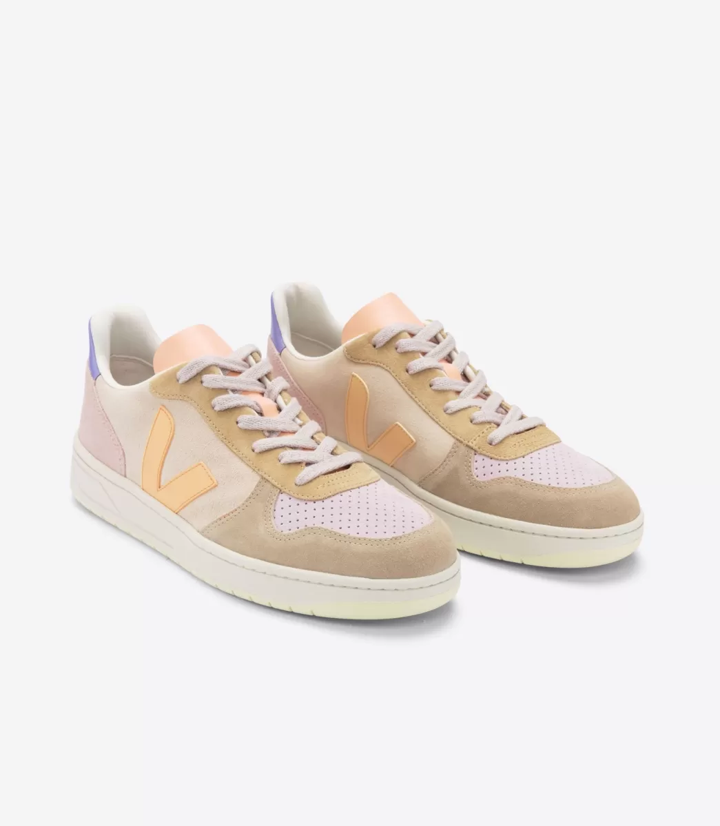 VEJA V-10 SUEDE MULTICO PEACH<MULHER V-10