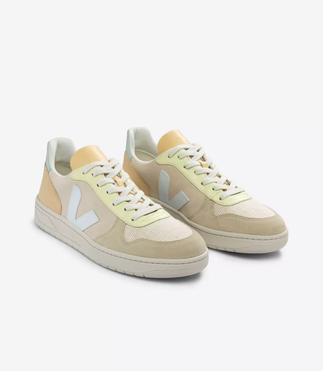 VEJA V-10 SUEDE SABLE MENTHOL MULTICO<MULHER V-10