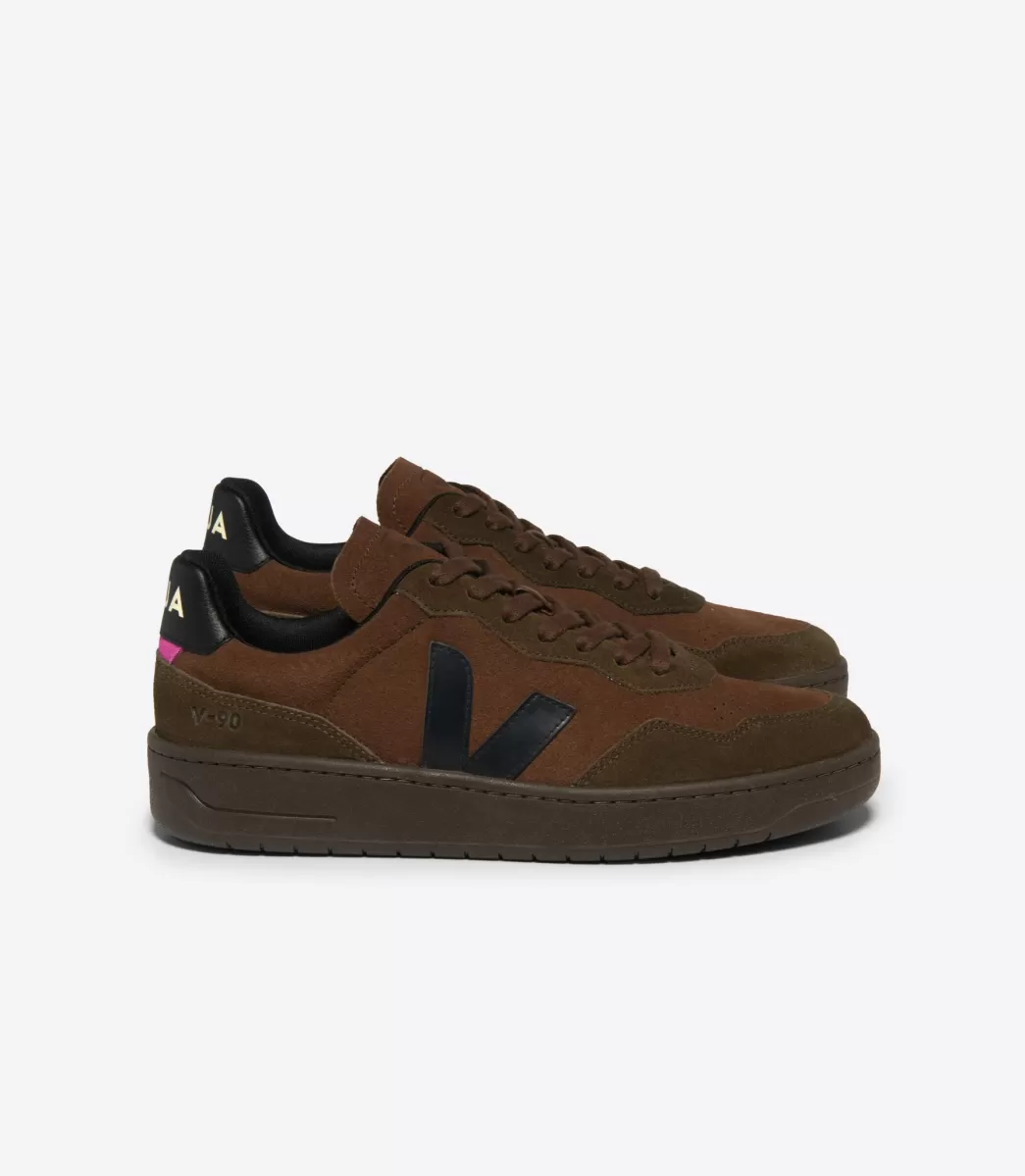 VEJA V-90 SUEDE WALNUT BLACK<MULHER V-90 | V-90